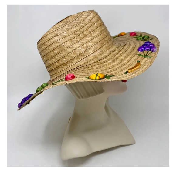 22” custom made fedora fruit hat sun hat wide brim hat EUC ! - Picture 3 of 9